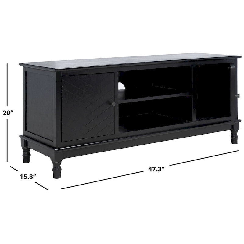 Meuble TV multimédia de rangement à 2 portes et 2 étagères - 47.3 W x 15.8 L x 20 H - 47Wx16Dx20H