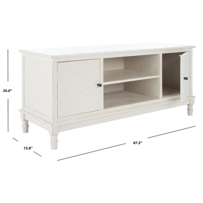 Meuble TV multimédia de rangement à 2 portes et 2 étagères - 47.3 W x 15.8 L x 20 H - 47Wx16Dx20H