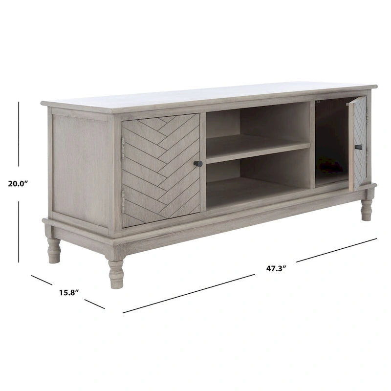 Meuble TV multimédia de rangement à 2 portes et 2 étagères - 47.3 W x 15.8 L x 20 H - 47Wx16Dx20H