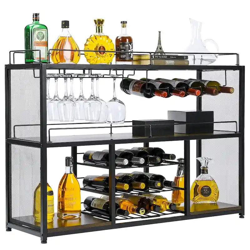 Meuble bar à vin et à café autoportant avec porte-verres