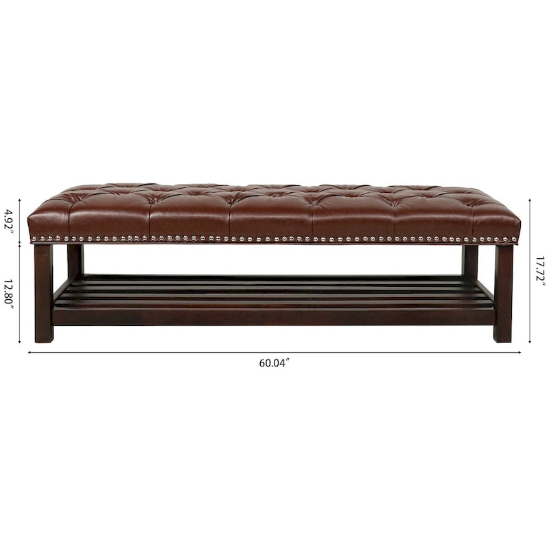 Banc rembourré avec base en bois pour chambre et entrée