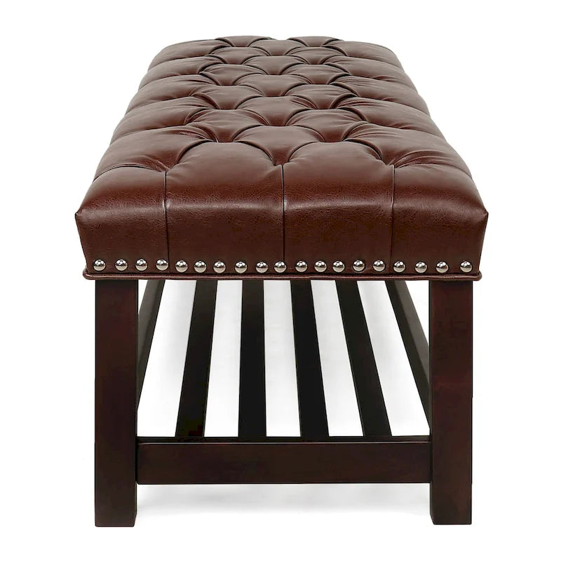 Banc rembourré avec base en bois pour chambre et entrée