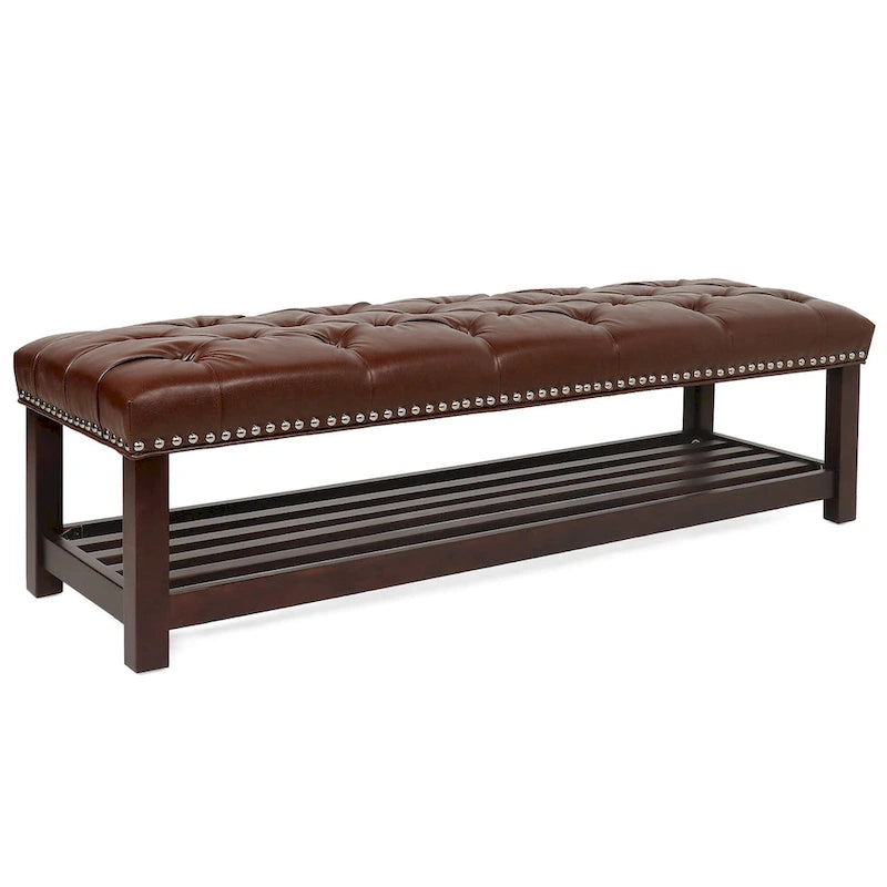 Banc rembourré avec base en bois pour chambre et entrée