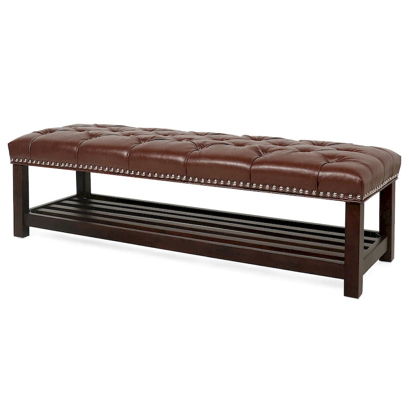 Banc rembourré avec base en bois pour chambre et entrée