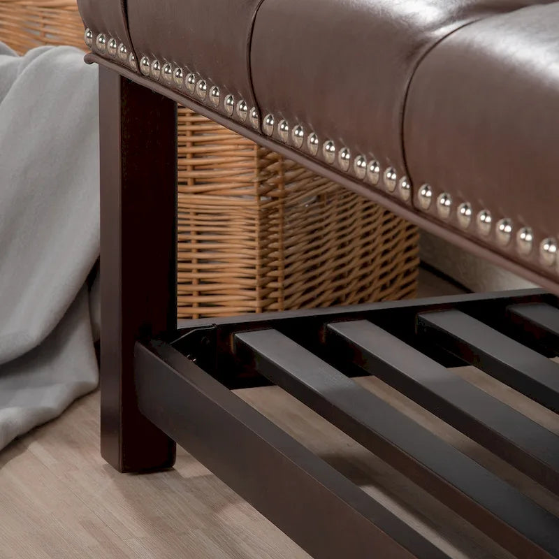 Banc rembourré avec base en bois pour chambre et entrée