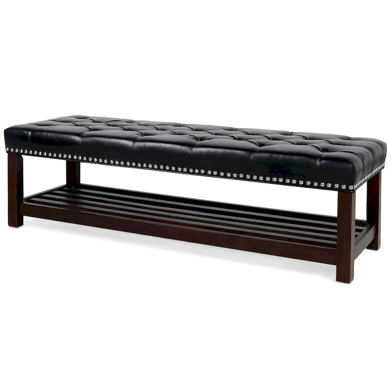 Banc rembourré avec base en bois pour chambre et entrée