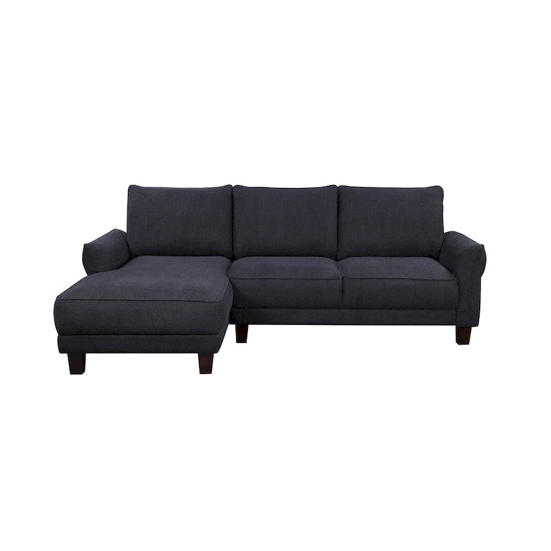 Canapé d’angle noir en tissu sherpa avec méridienne à gauche - 96W x 59D x 34.5H