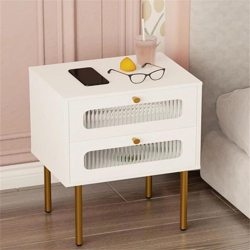Petite table de chevet avec tiroirs pour chambre - 11.8D x 15.7W x 22.4H