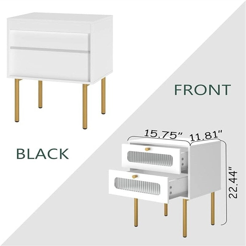 Petite table de chevet avec tiroirs pour chambre - 11.8D x 15.7W x 22.4H