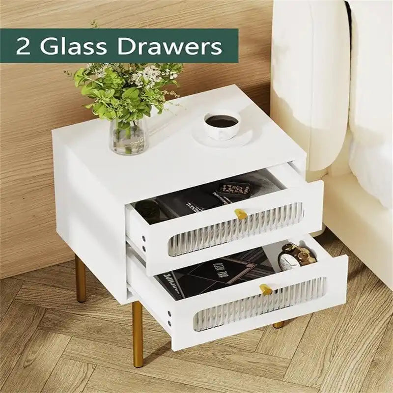 Petite table de chevet avec tiroirs pour chambre - 11.8D x 15.7W x 22.4H