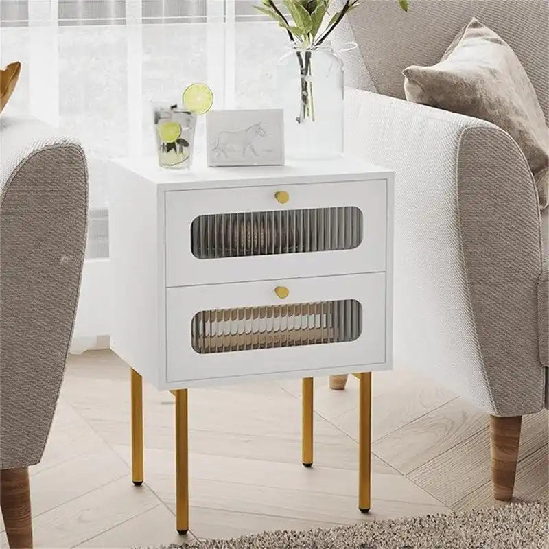 Petite table de chevet avec tiroirs pour chambre - 11.8D x 15.7W x 22.4H