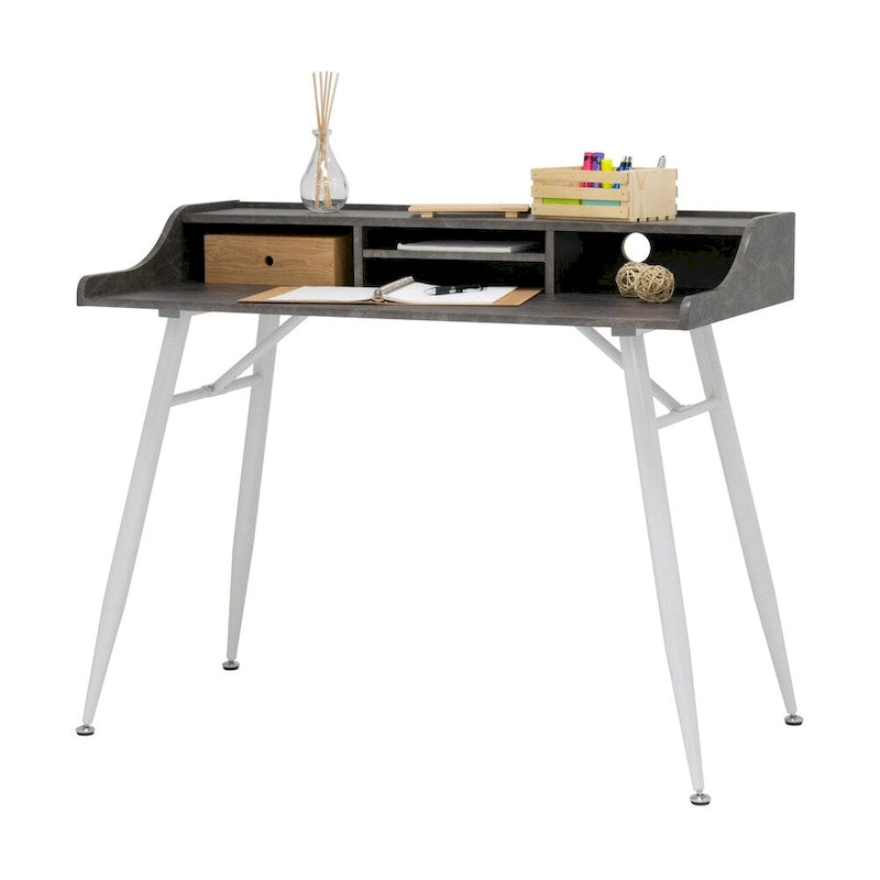 Bureau secrétaire moderne de 45 de large avec rangement bas et pieds fuselés en métal