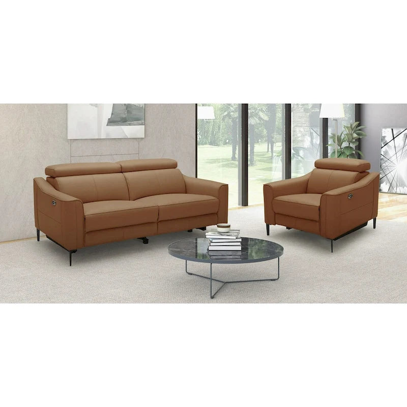 Fauteuil inclinable moderne en cuir camel