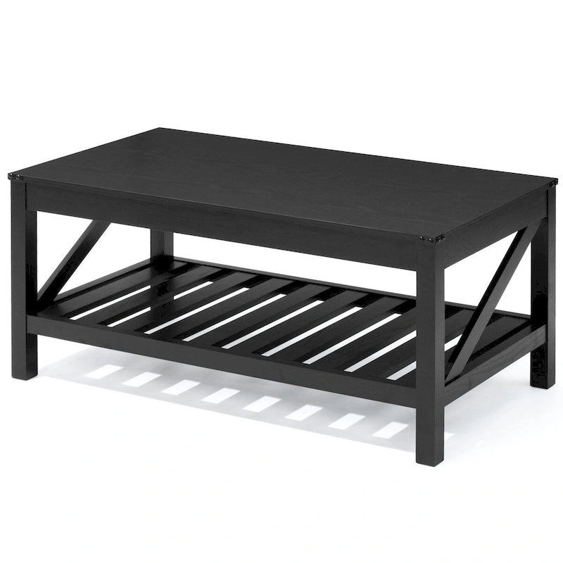Table basse, table centrale, table à thé avec étagère - H 18.1 po x L 40.2 po x P 22 po