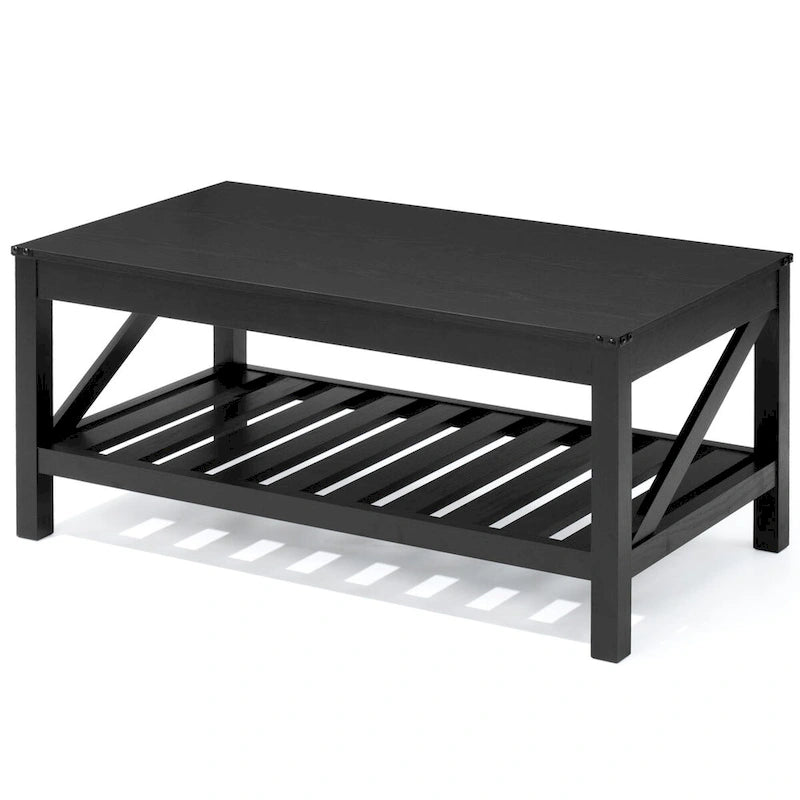Table basse, table centrale, table à thé avec étagère - H 18.1 po x L 40.2 po x P 22 po