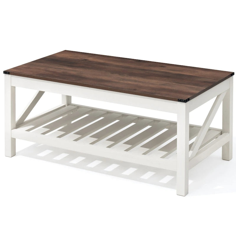 Table basse, table centrale, table à thé avec étagère - H 18.1 po x L 40.2 po x P 22 po