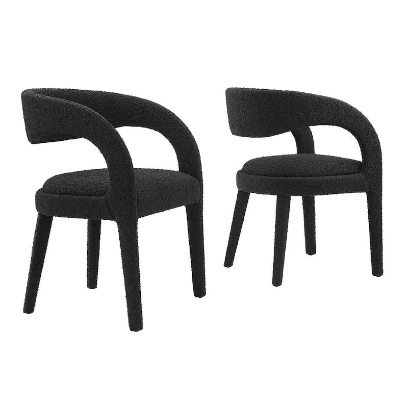 Ensemble de deux chaises de salle à manger rembourrées en bouclé
