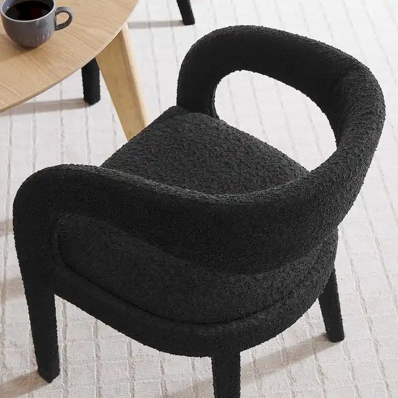 Ensemble de deux chaises de salle à manger rembourrées en bouclé