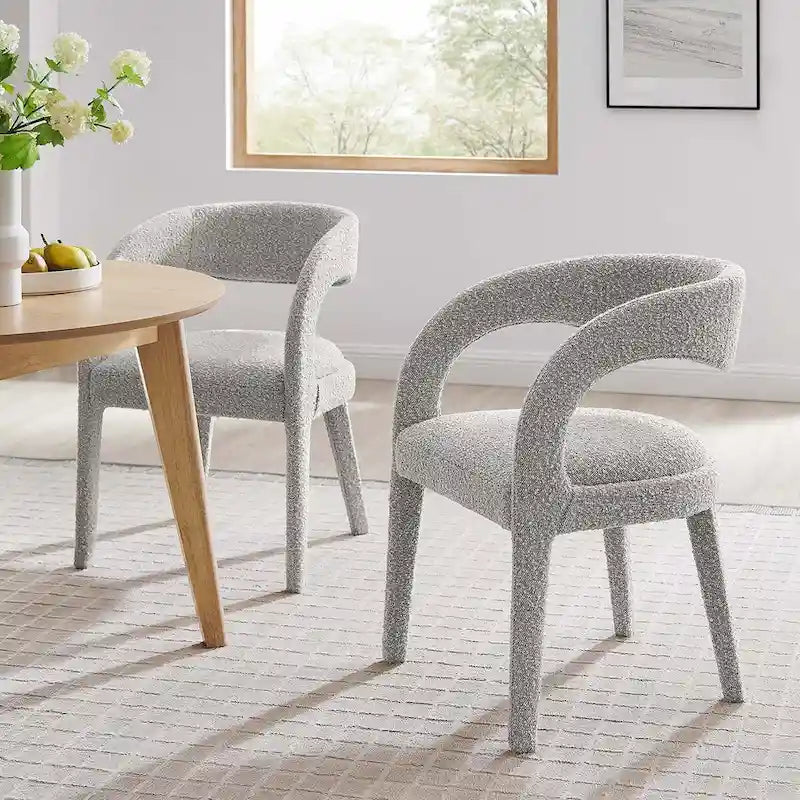 Ensemble de deux chaises de salle à manger rembourrées en bouclé