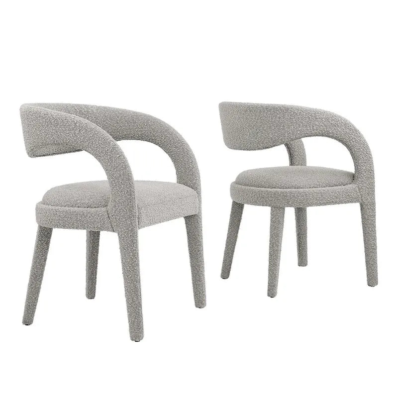 Ensemble de deux chaises de salle à manger rembourrées en bouclé