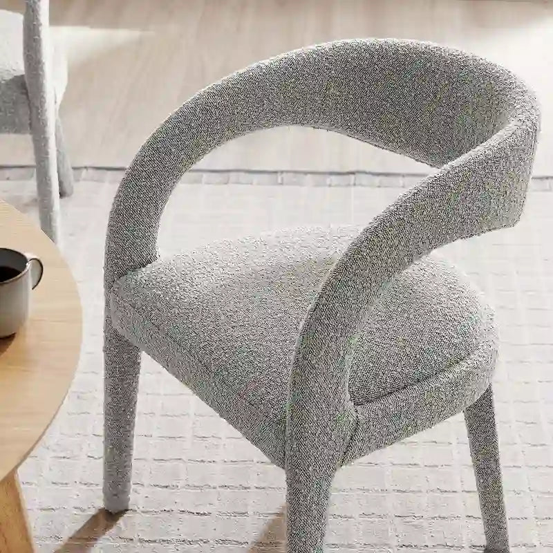 Ensemble de deux chaises de salle à manger rembourrées en bouclé