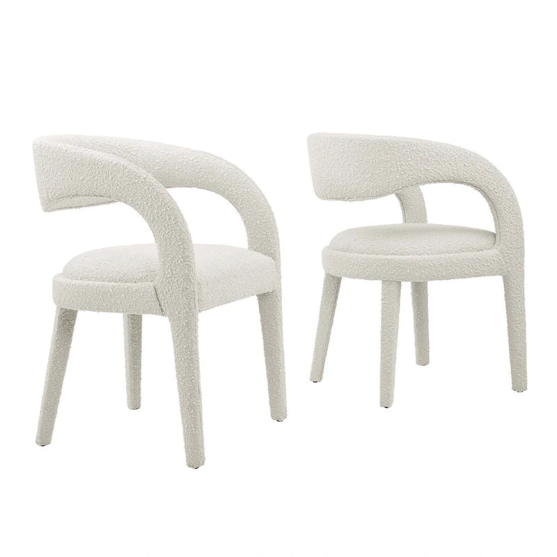 Ensemble de deux chaises de salle à manger rembourrées en bouclé