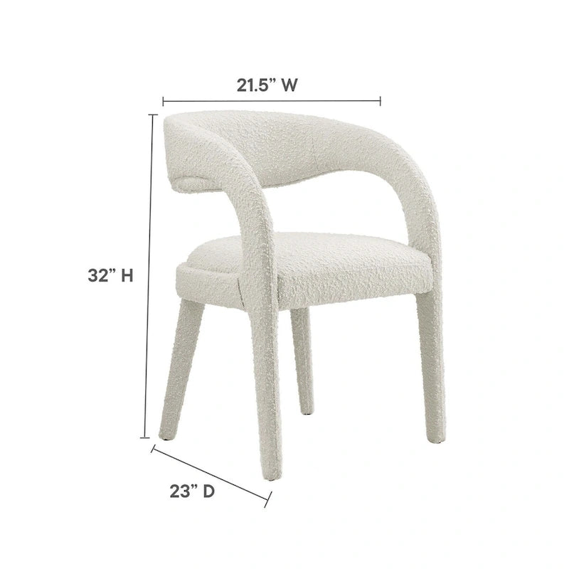 Ensemble de deux chaises de salle à manger rembourrées en bouclé