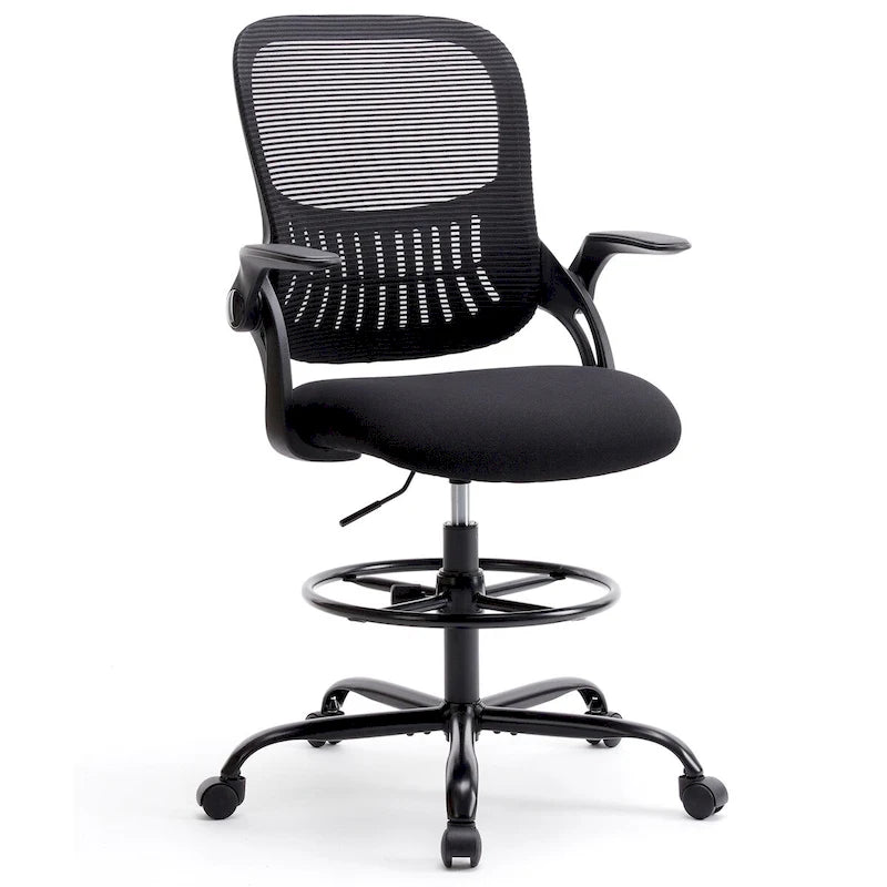 Chaise haute ergonomique de bureau pour dessin avec accoudoirs rabattables