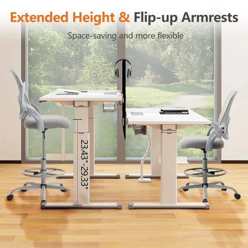 Chaise haute ergonomique de bureau pour dessin avec accoudoirs rabattables