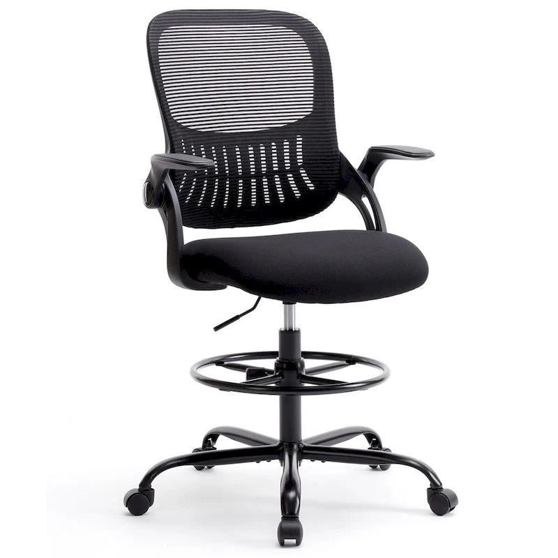 Chaise haute ergonomique de bureau pour dessin avec accoudoirs rabattables