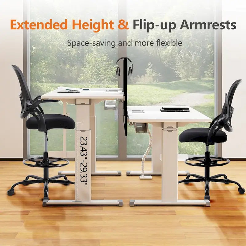 Chaise haute ergonomique de bureau pour dessin avec accoudoirs rabattables