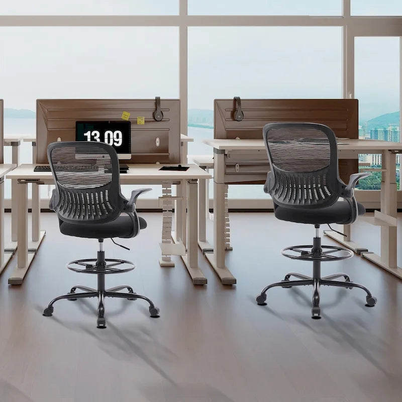 Chaise haute ergonomique de bureau pour dessin avec accoudoirs rabattables