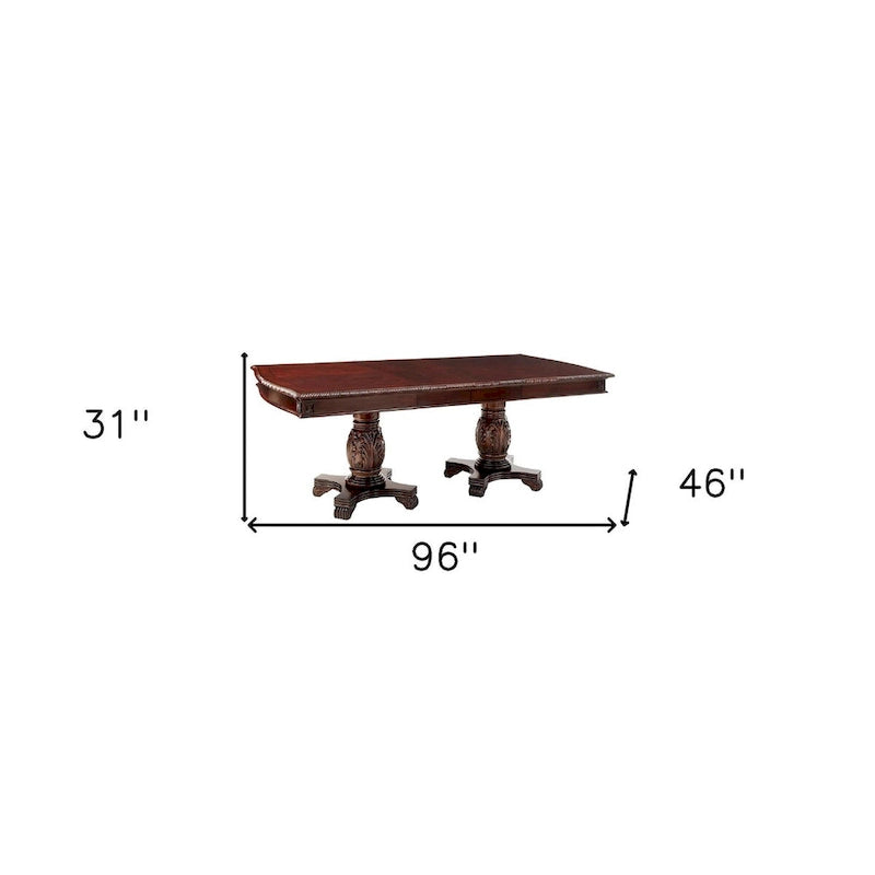 Mesa de comedor doble con base de pedestal, de madera maciza y madera manufacturada, color marrón oscuro, de 96